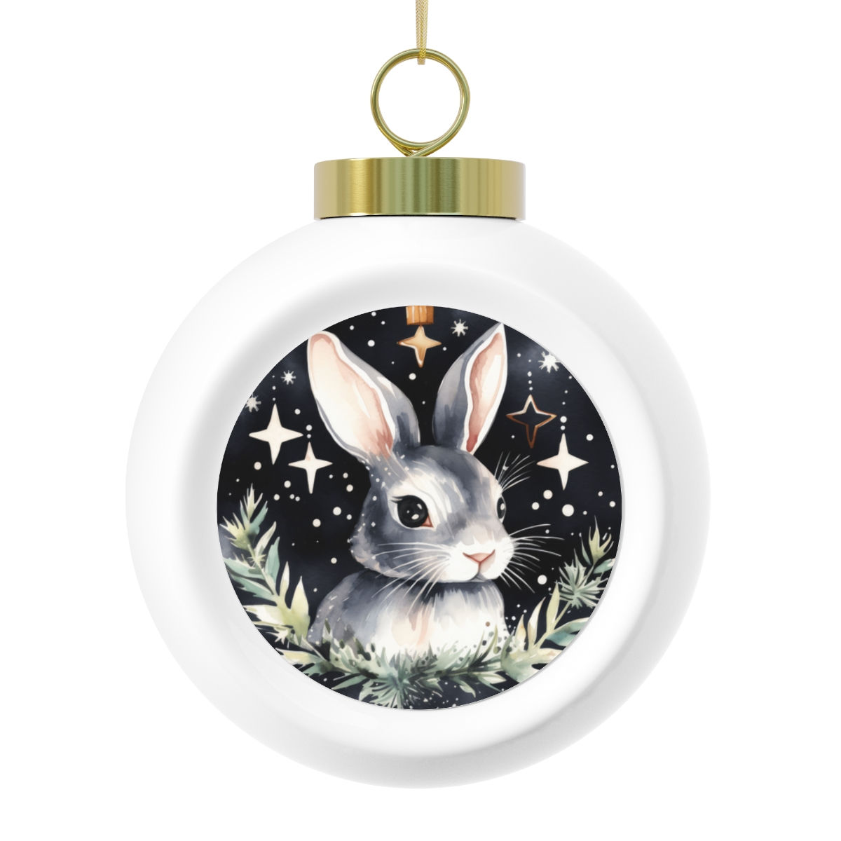 Black & White Christmas Ornament Bunny rabbit Art Ornament Trendy Decor