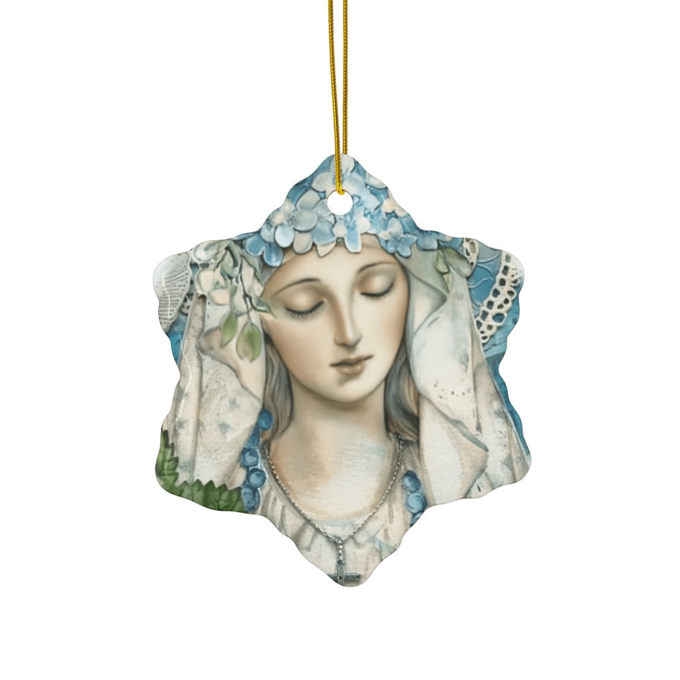 Thumbnail: Shabby French Virgin Mary Ornament Vintage Style Christmas Decor Catholic Gift