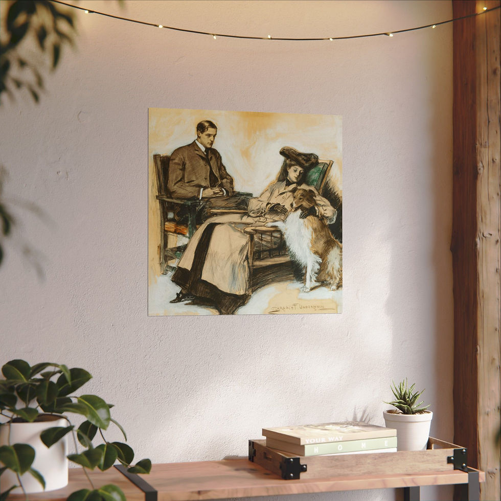 Thumbnail: Vintage Dog Art Clarence Underwood Victorian Couple & Collie Giclee Print