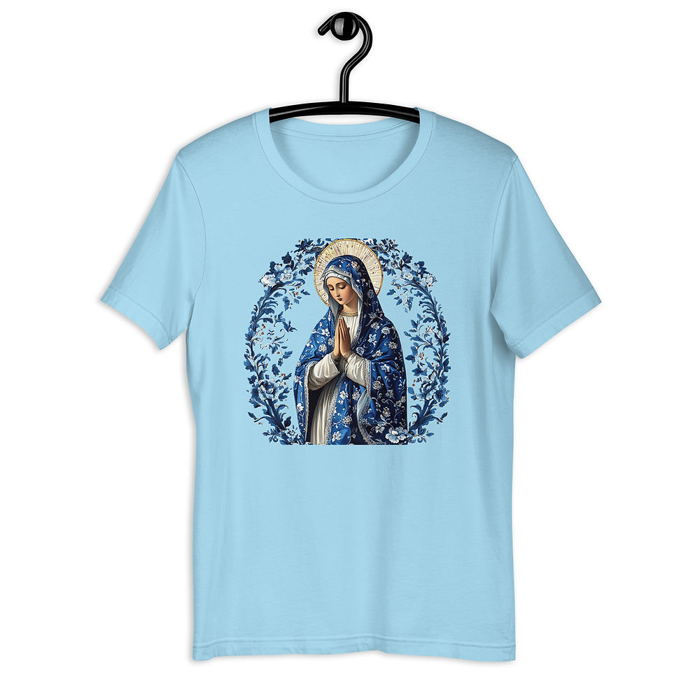 Thumbnail: Artistic Virgin Mary T-Shirt Catholic Faith Wearable Art French Mother Mary Tee 