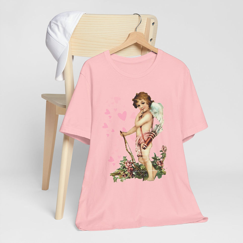 Thumbnail: Vintage Cupid T-Shirt Cherub Hearts Artistic Gift Shabby Valentine's Day Tee