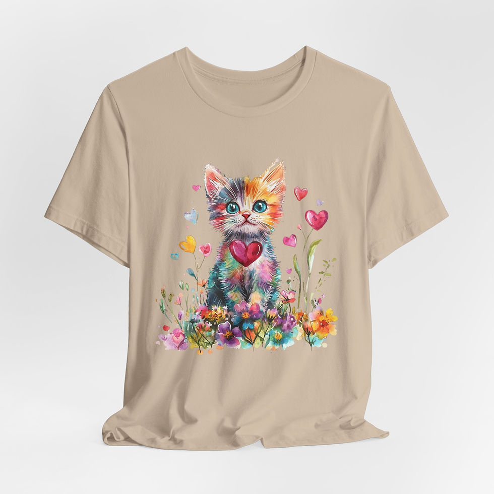 Thumbnail: Artistic Cat T-Shirt Shabby Boho Kitten Art Hippie Cat Lover Gift