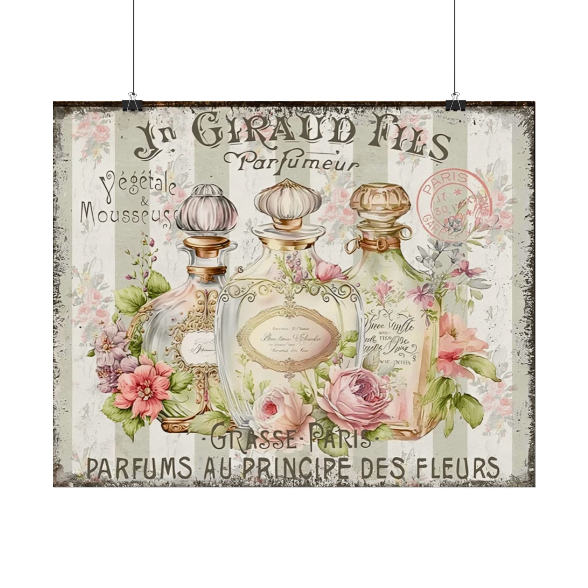 Shabby Perfume Art French Country Cottage Giclee Print Bed & Bath wall decor