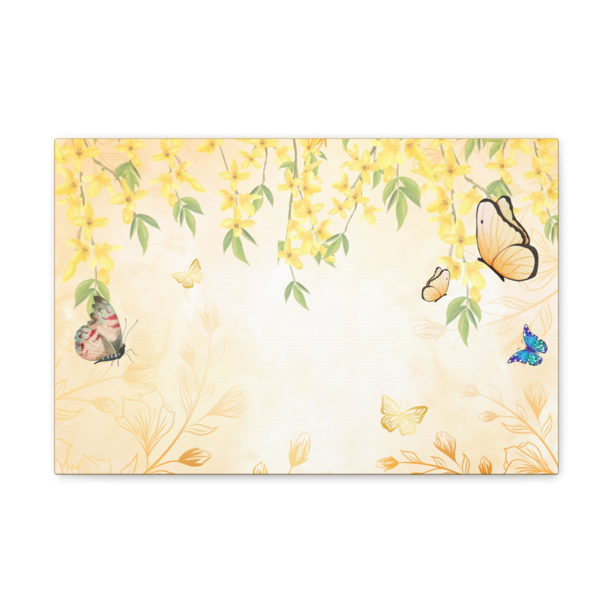 Butterflies Canvas Art Print Yellow Flowers Butterfly Artwork Spring Decor