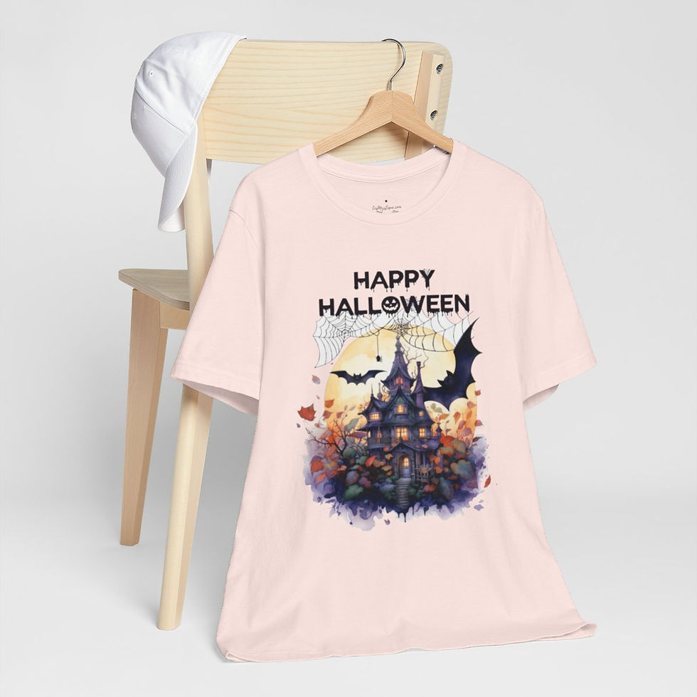 Thumbnail: Halloween T-Shirt Spooky Haunted House Art Fall Apparel Trendy Gift