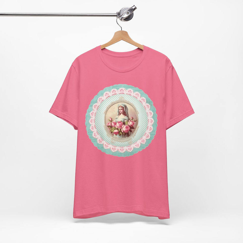 Thumbnail: Shabby Virgin Mary T-Shirt Religious Faith Pastel Art Tee Vintage Catholic Gifts