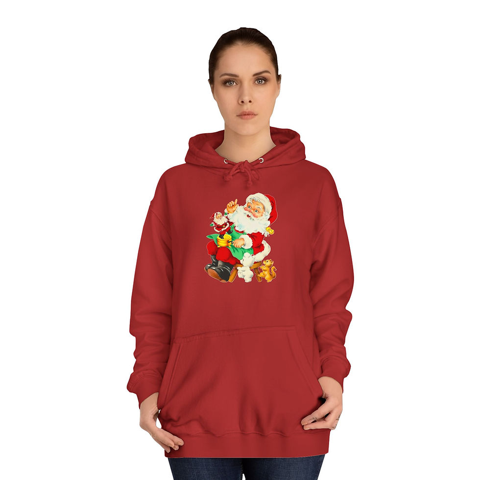Thumbnail: Retro Santa Hoodie Christmas Eve Sweatshirt w/Pockets Cozy Winter Apparel 