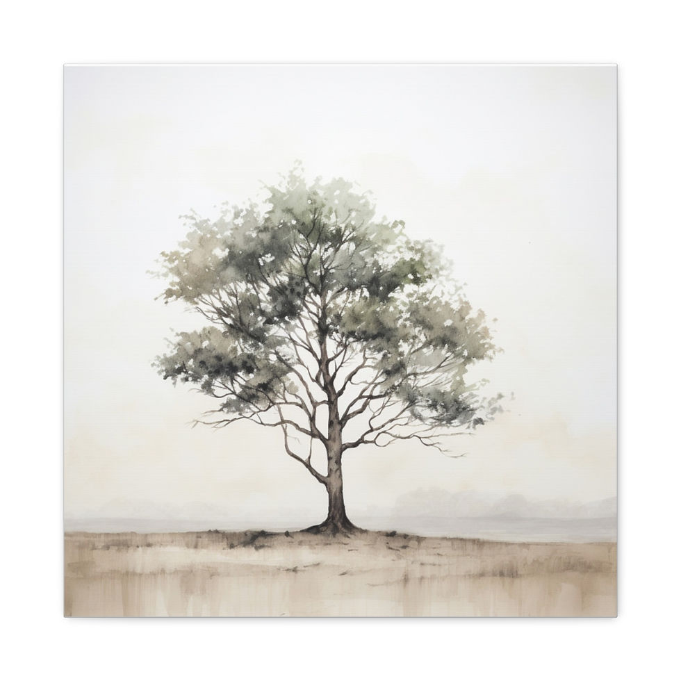 Thumbnail: Minimalism Canvas Art Tree in Open Field Watercolor Artistic Neutral Wall Decor 