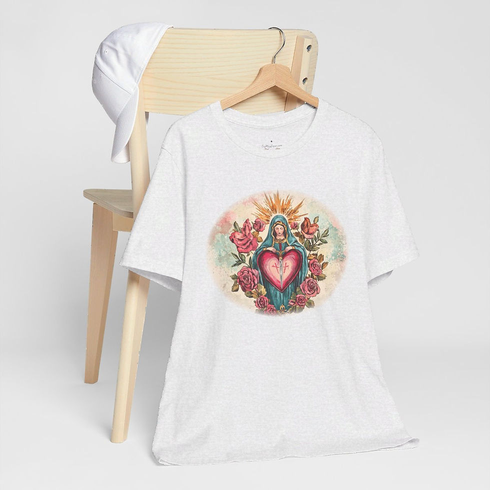 Thumbnail: Virgin Mary T-Shirt Shabby Mother Mary Immaculate Heart Catholic Art Tee