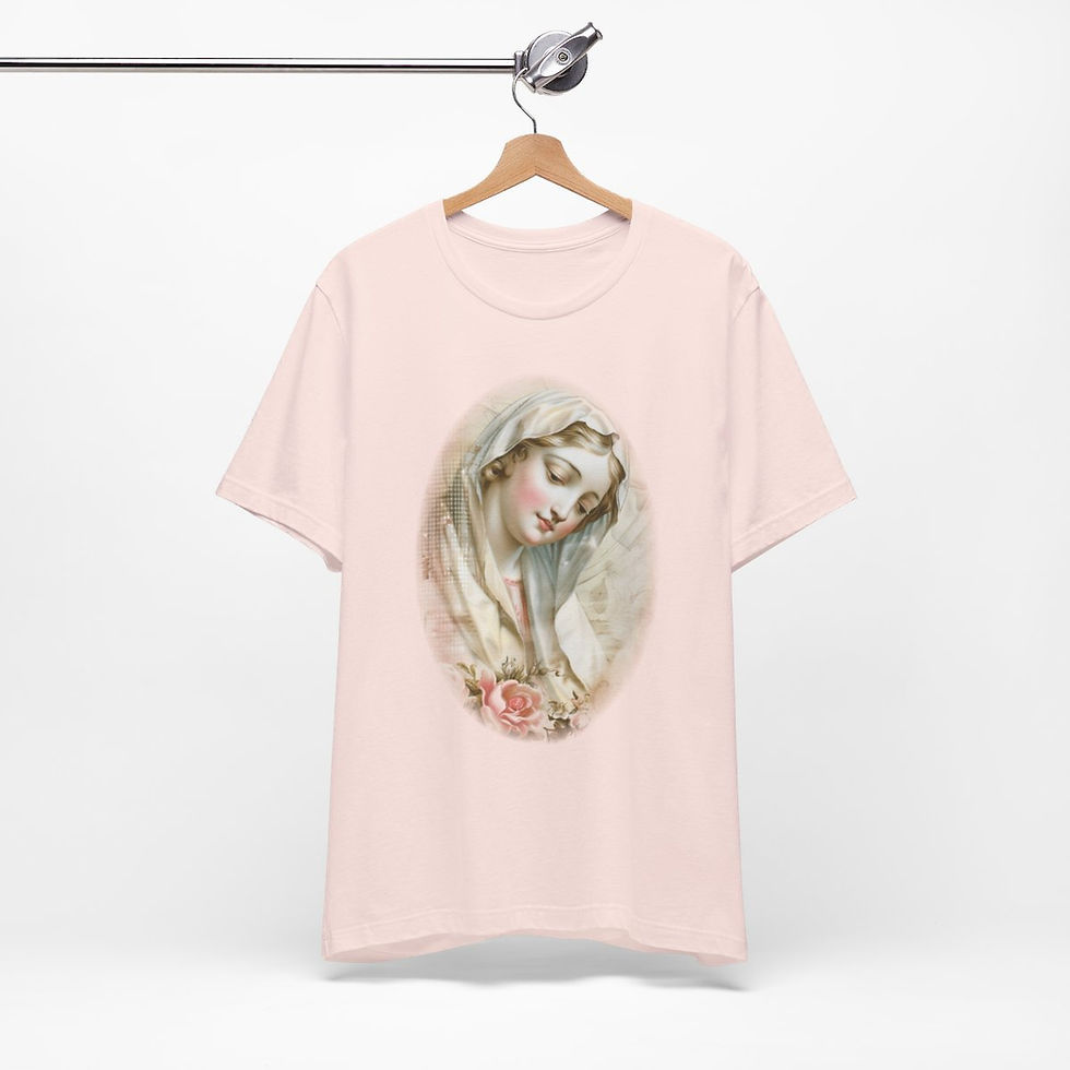Thumbnail: Shabby Virgin Mary T-Shirt Ave Maria Religious Faith Art Tee Catholic Gifts