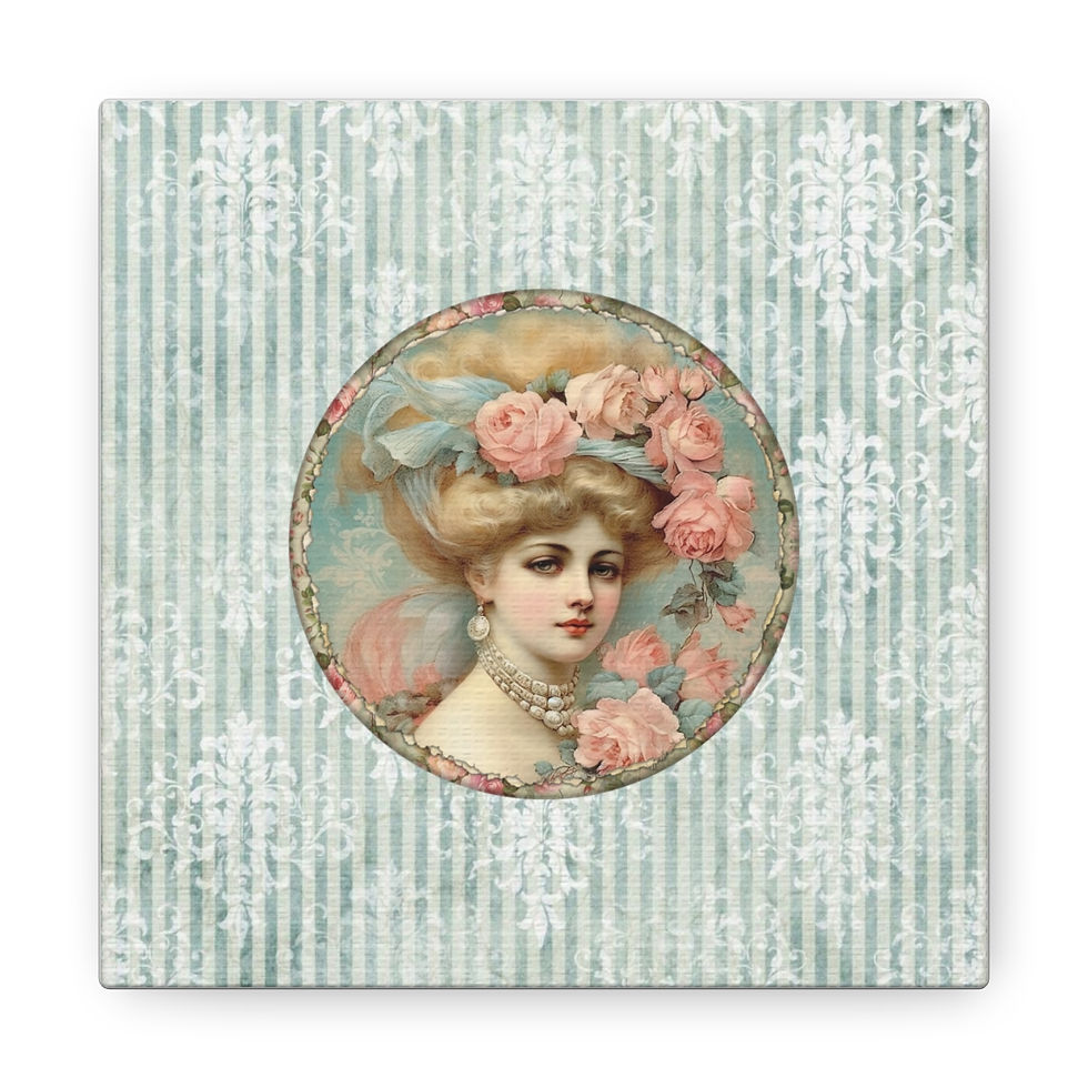 Thumbnail: Shabby Victorian Woman Pink roses Wall Art Decor Canvas Print Artistic Gifts