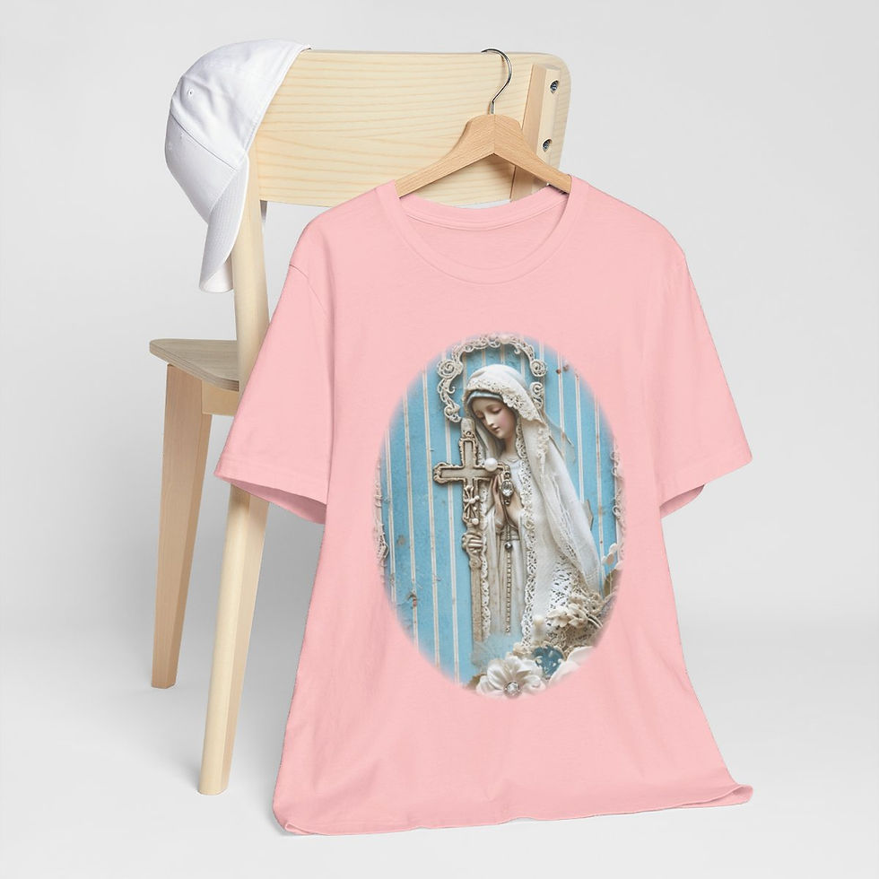 Thumbnail: Shabby Virgin Mary T-Shirt Ave Maria Religious Faith Art Tee Catholic Gifts