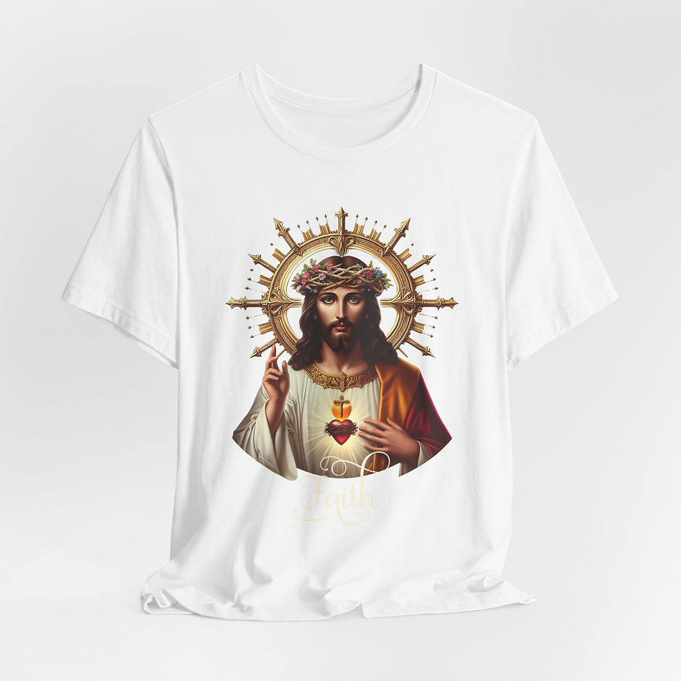 Thumbnail: Artistic T-Shirt Sacred Heart Jesus Crown of Thorns Religious Tee Catholic Faith