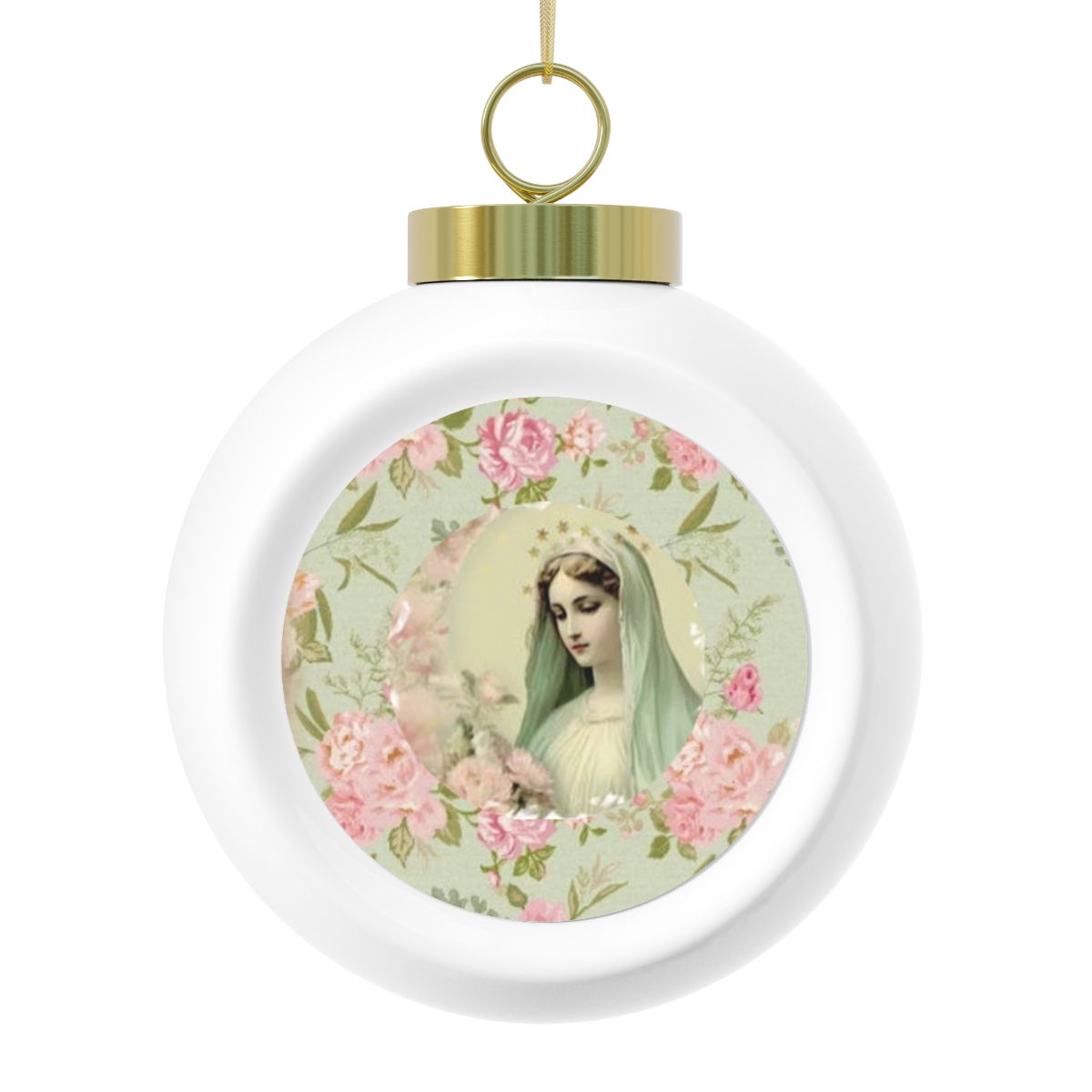 Virgin Mary Christmas Ornament Shabby Chic Religious Art Ornament