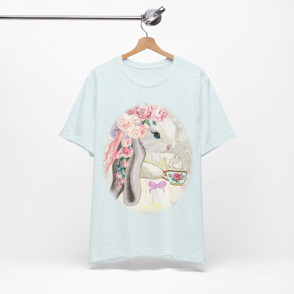 Thumbnail: Shabby T-Shirt Bunny having Tea Pink Roses Chic Art Tee Artistic Apparel & Gifts