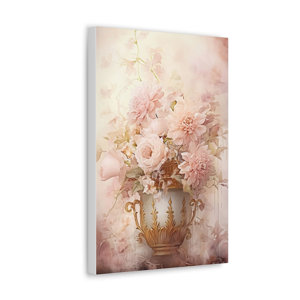 Thumbnail: Elegant Canvas Art Shabby French Cottage Decor Victorian Urn Pink Roses Flowers