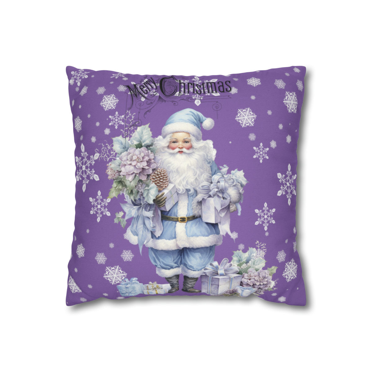 Vintage Christmas Decor Shabby Chic Santa Claus Artistic Throw Pillow cover
