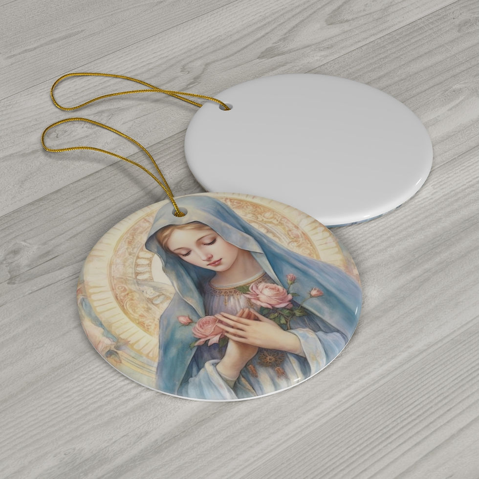 Thumbnail: Shabby Virgin Mary Ornament Pink Roses Cottage Christmas Decor Catholic Gifts