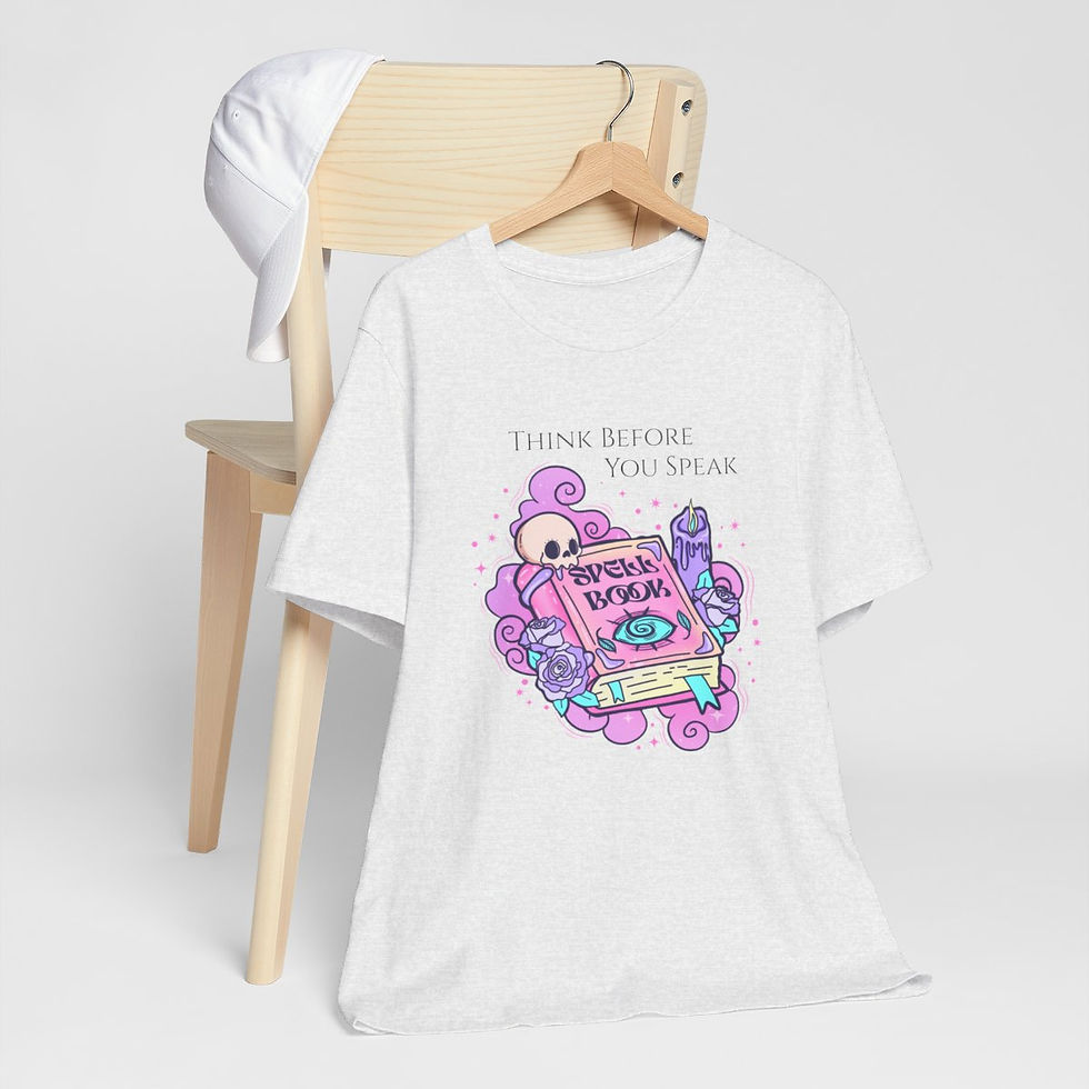Thumbnail: Witchy T-Shirt Think Before You Speak Spell Book Trendy Art Apparel Fun Gifts
