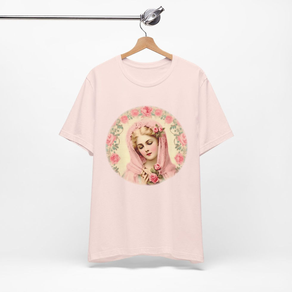 Thumbnail: Virgin Mary T-Shirt Shabby French Madonna Ave Maria Art Tee Catholic Faith Gifts