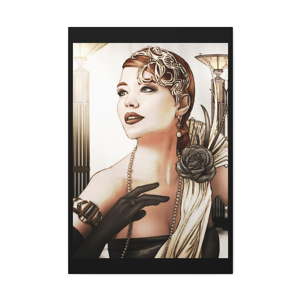 Thumbnail: Glam Chic Canvas Art Deco Glamourous Woman Roaring 20s Flapper Artistic Print