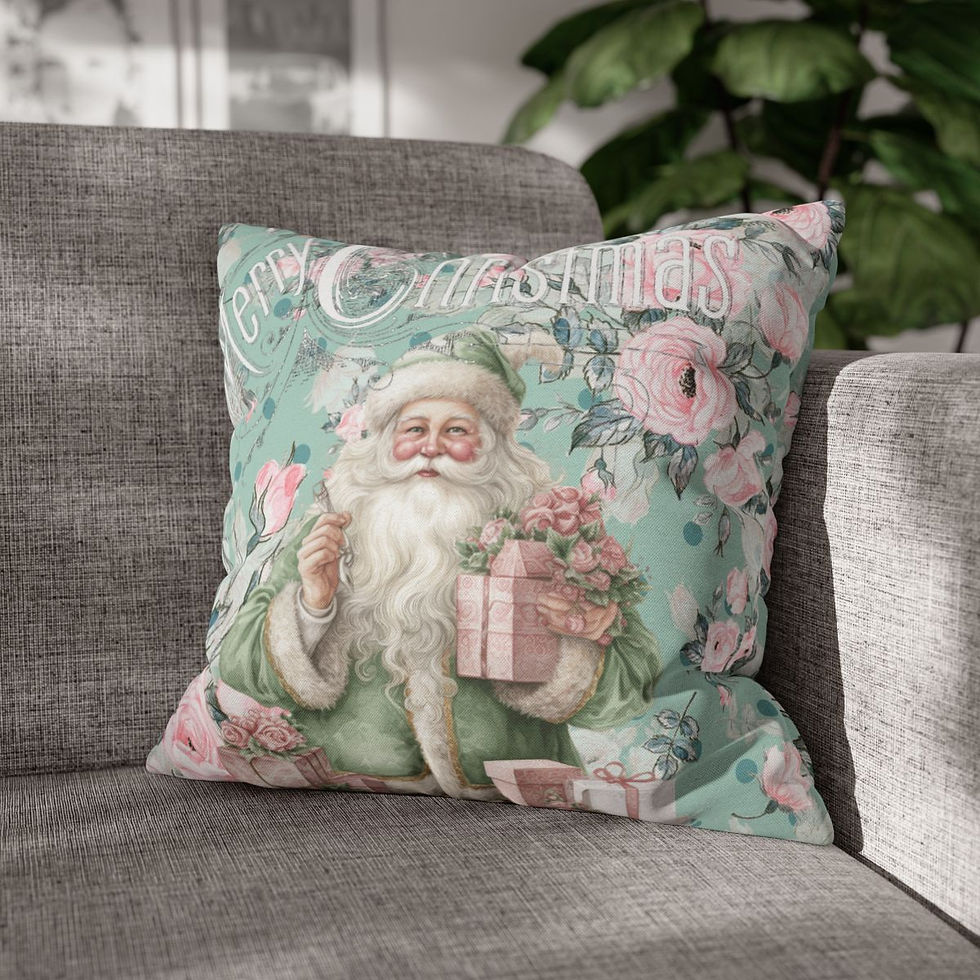 Thumbnail: Shabby Victorian Santa Claus Christmas Decor Throw Pillow Cover French Cottage 