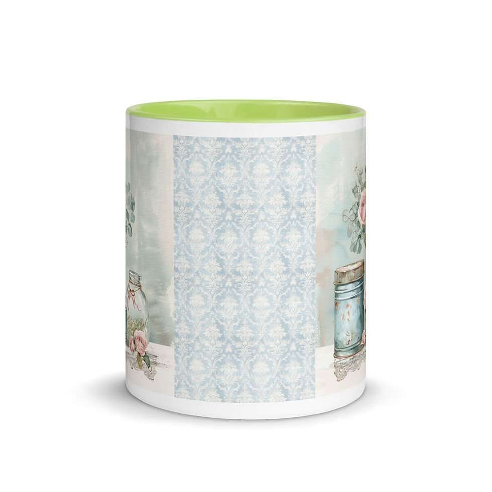 Thumbnail: Shabby Chic Coffee Mug, Jars Cans Flowers Artistic Decor, Art on Gifts 