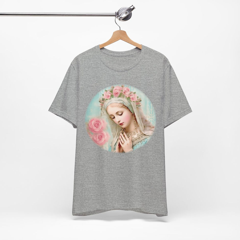 Thumbnail: Virgin Mary T-Shirt Shabby French Madonna Ave Maria Art Tee Catholic Faith Gifts