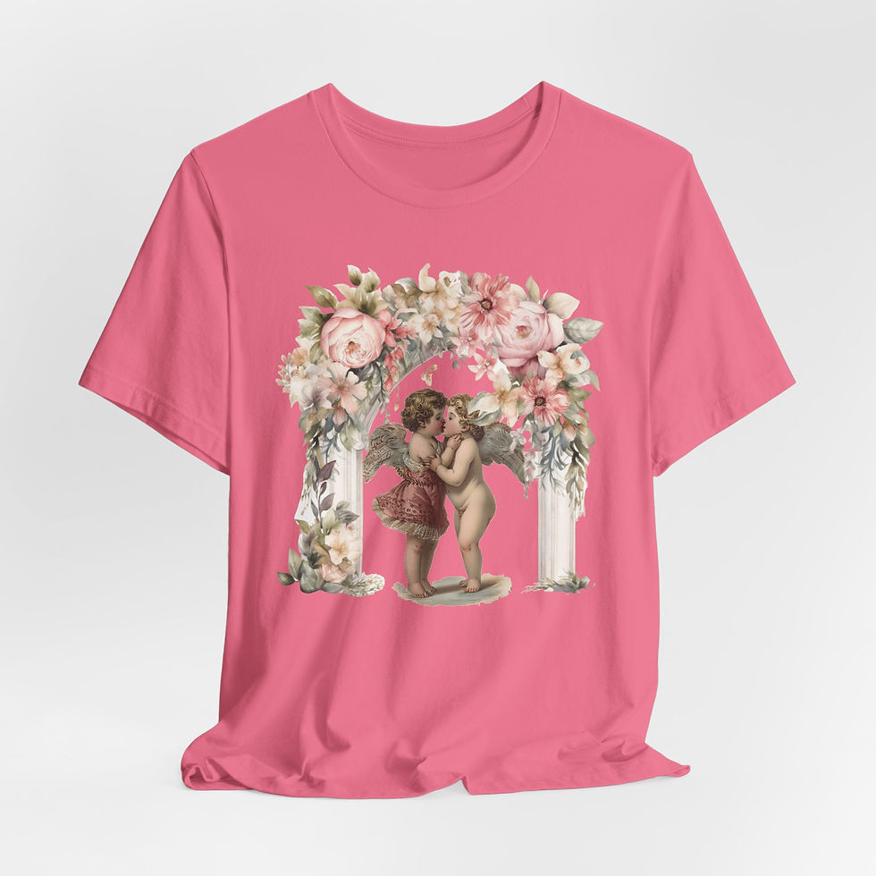 Thumbnail: Kissing Cherubs T-Shirt Shabby Cupid Pink Roses Artistic Gift Valentines Day Tee
