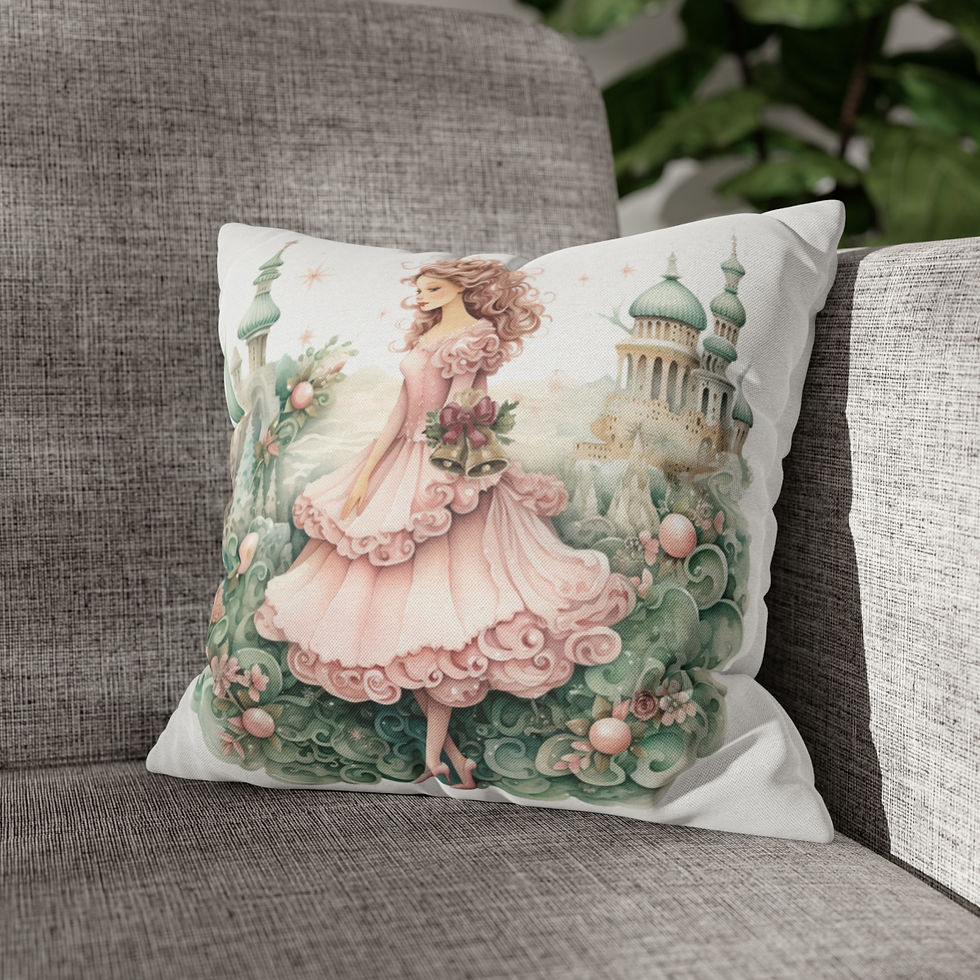 Thumbnail: Shabby Princess Christmas Throw Pillow cover Pink Nursery Holiday Decor