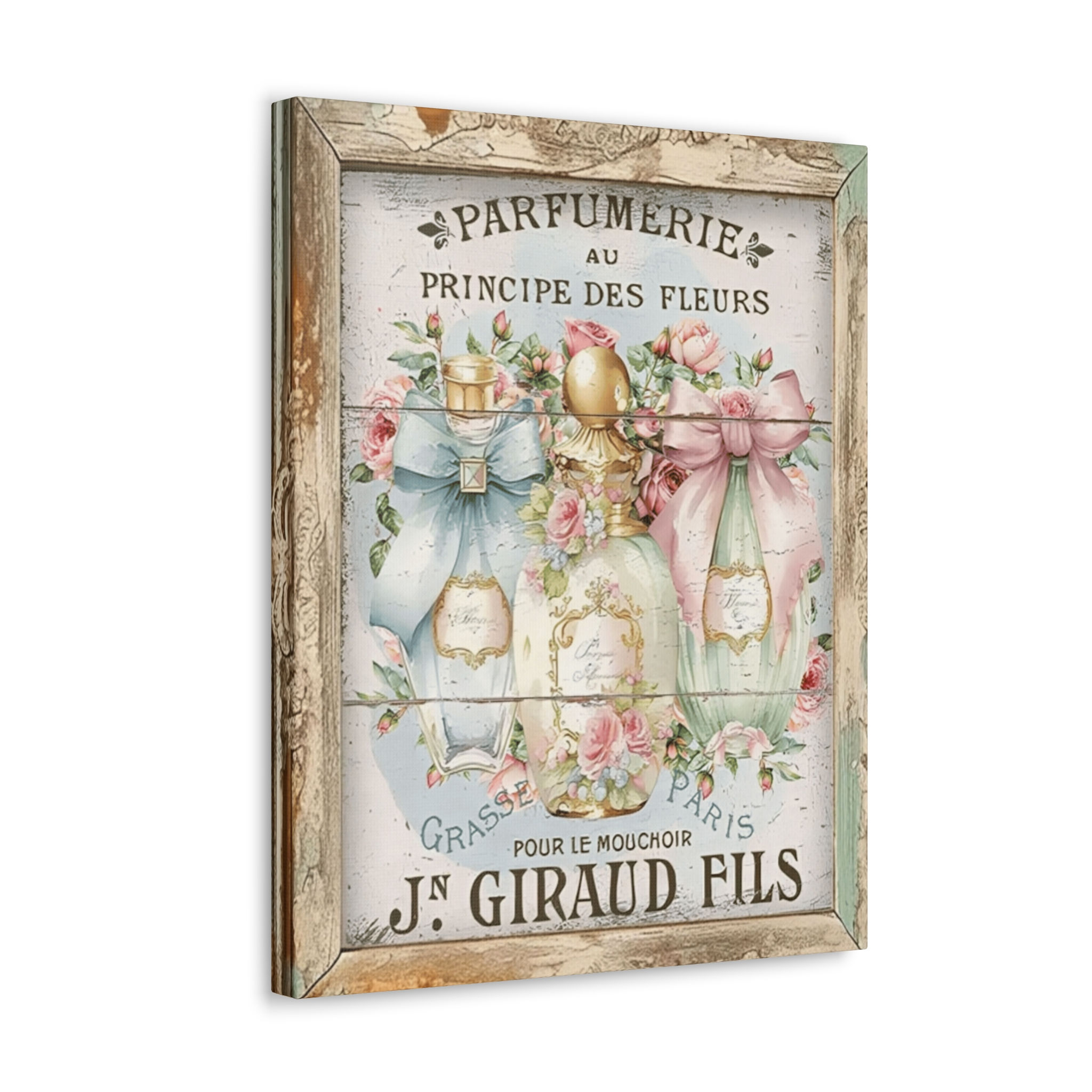 Bed & Bath Canvas Art Shabby French Perfume Wall Decor Pastel Giclee Print