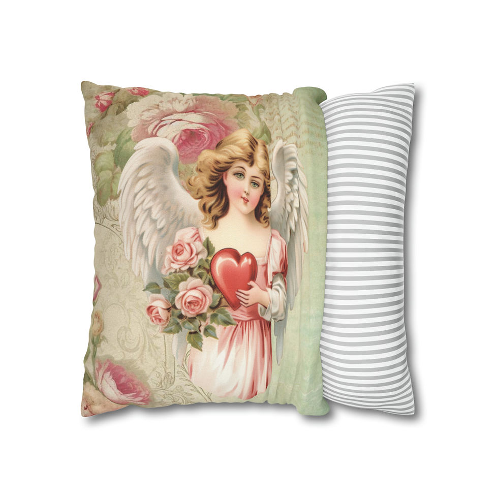 Thumbnail: Shabby Angel Art Throw Pillow cover Pastel Vintage French Victorian decor