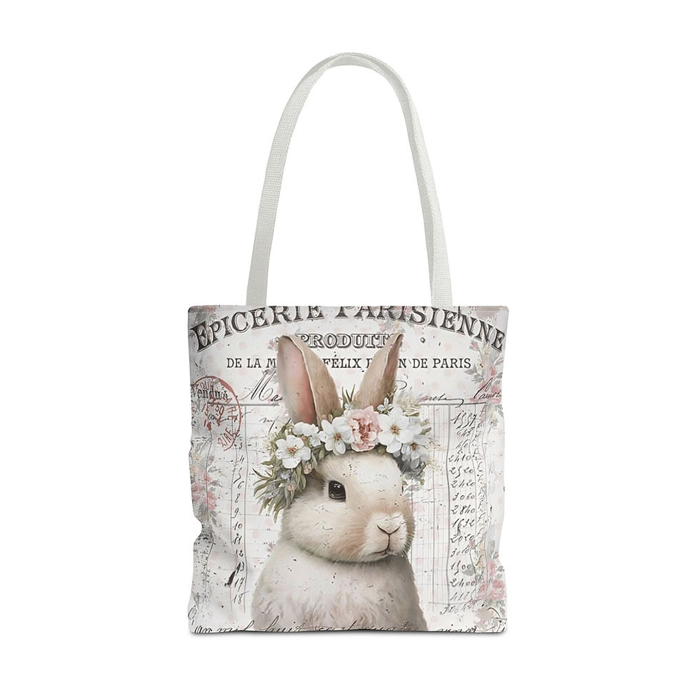 Thumbnail: Shabby French Tote Bag Vintage Bunny Rabbit Chic Artistic Trendy Gift 