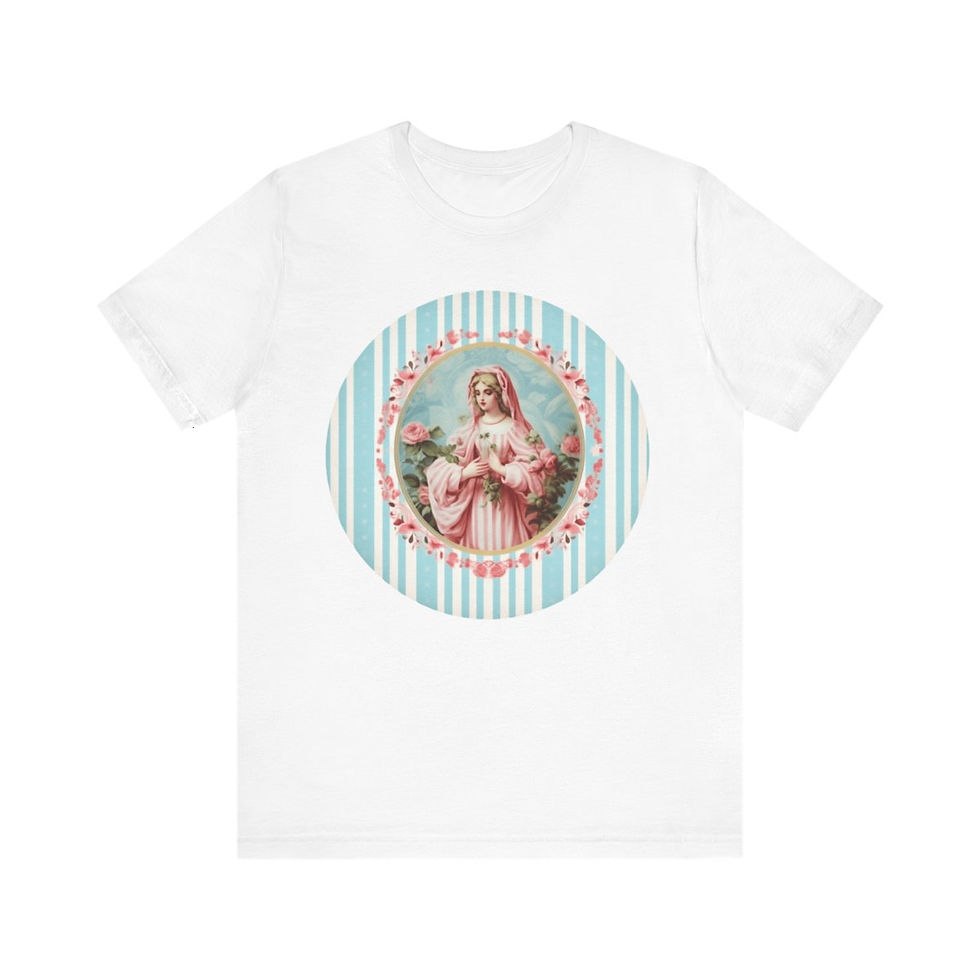Thumbnail: Shabby Virgin Mary T-Shirt Religious Faith Pastel Art Tee Vintage Catholic Gifts