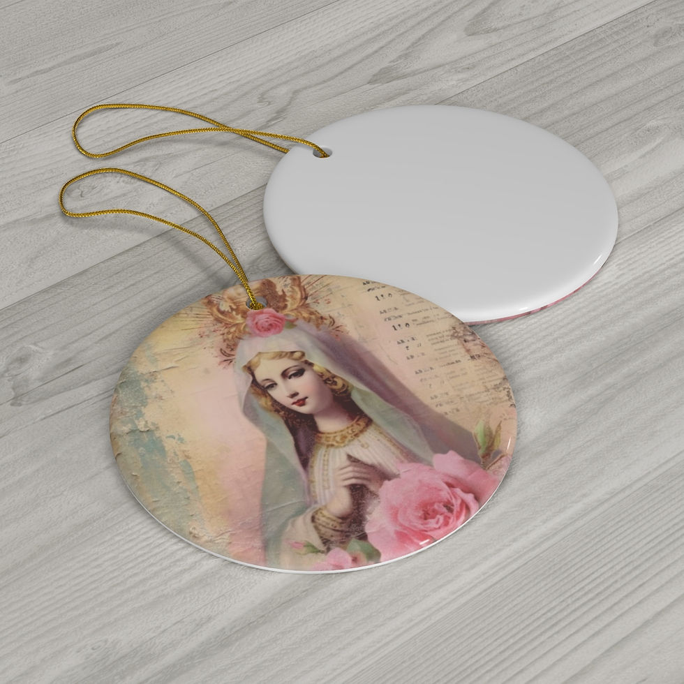 Thumbnail: Shabby Virgin Mary Ornament Distressed Cottage Christmas Decor Catholic Gifts