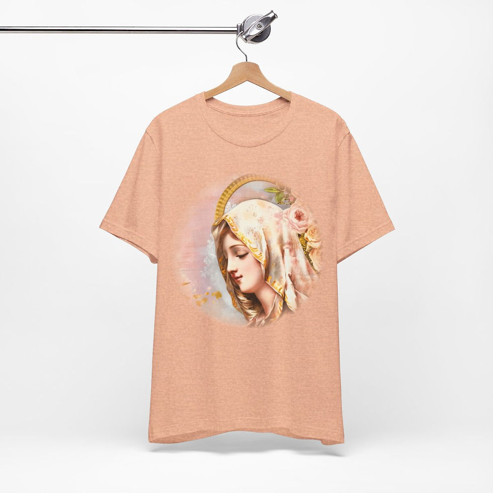 Thumbnail: Shabby Virgin Mary T-Shirt Ave Maria Religious Faith Art Tee Catholic Gifts