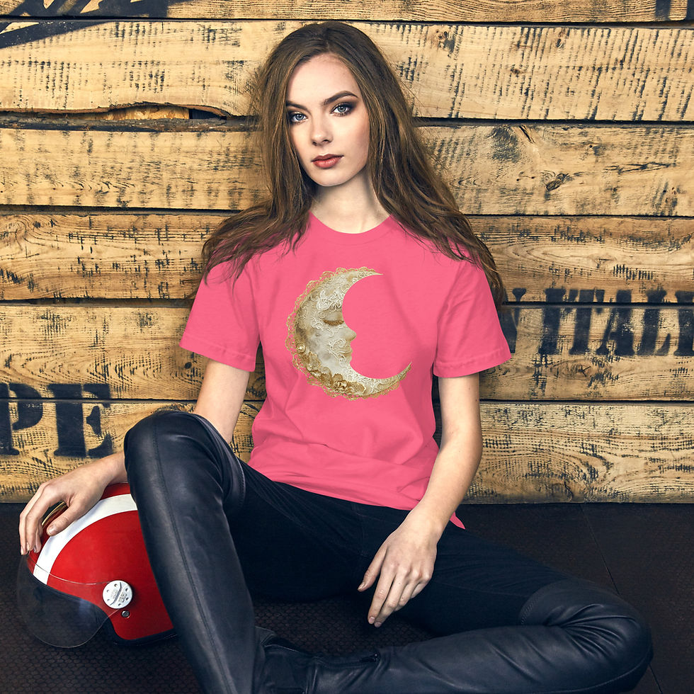 Thumbnail: Boho Crescent Moon T-shirt Vintage Victorian Style Tee Artistic Gift
