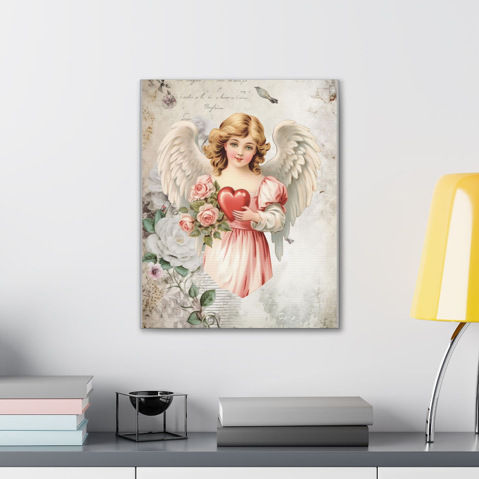 Thumbnail: Shabby Chic Angel Canvas Art Vintage Victorian Angelic Pastel French Print