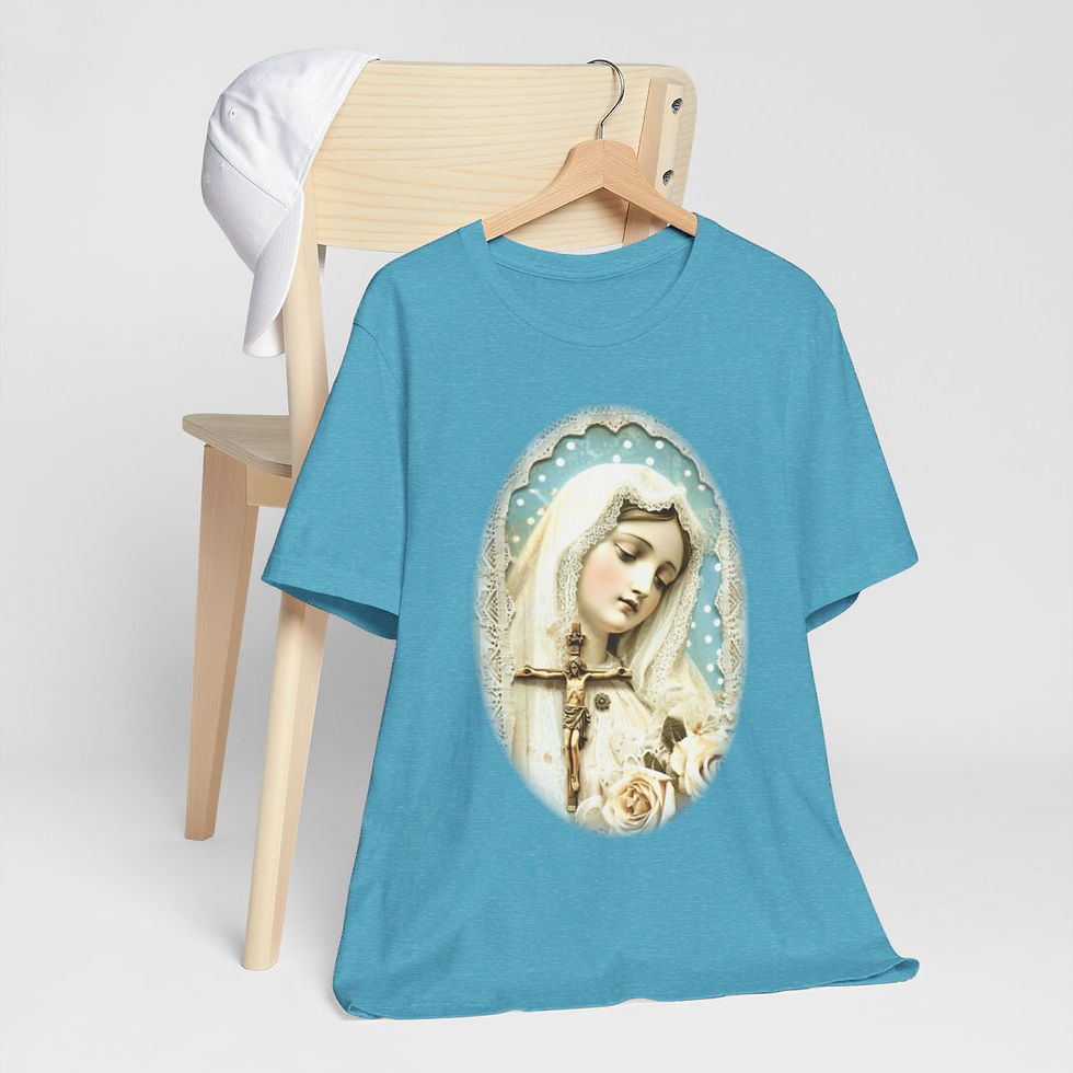 Thumbnail: Shabby Virgin Mary T-Shirt Ave Maria Religious Faith Art Tee Catholic Gifts
