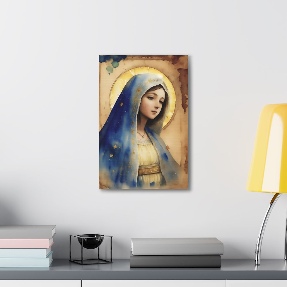 Thumbnail: Blessed Virgin Mary Canvas Art Madonna Watercolor French Country Religious Decor