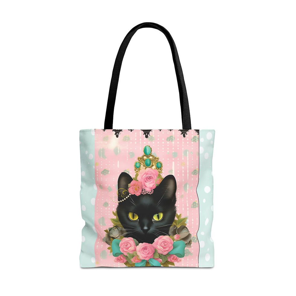 Thumbnail: Artistic Black Cat Tote Bag Witchy Shabby Mystical Halloween Expressive Gift