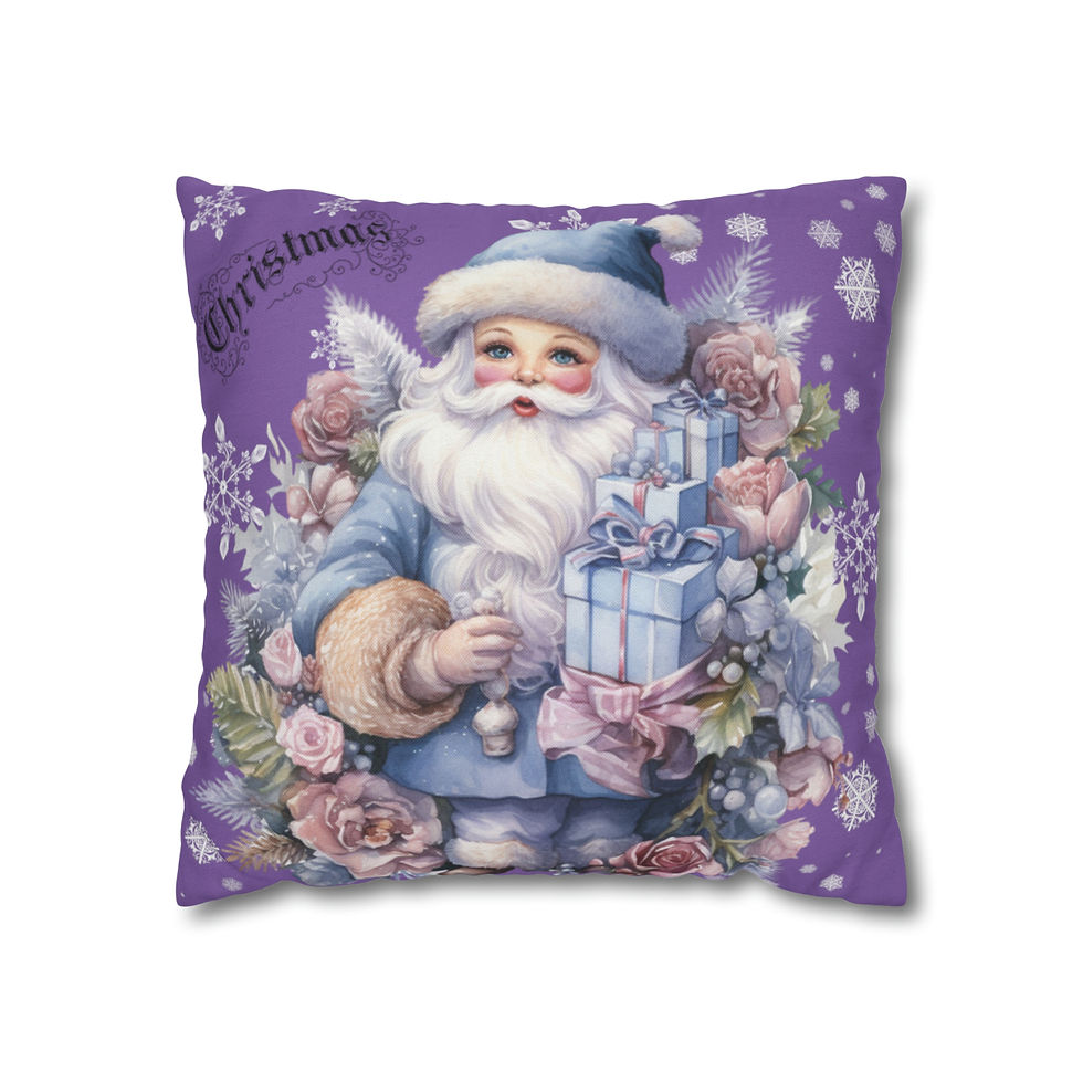 Thumbnail: Vintage Christmas Decor Artistic Throw Pillow cover Shabby French Santa Claus