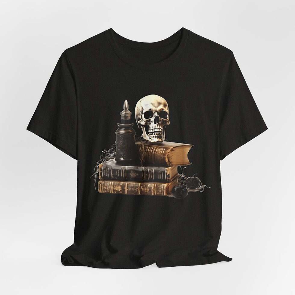 Thumbnail: Witchy T-Shirt Spell book & Skull Art Tee Esoteric Expressive Halloween Gifts