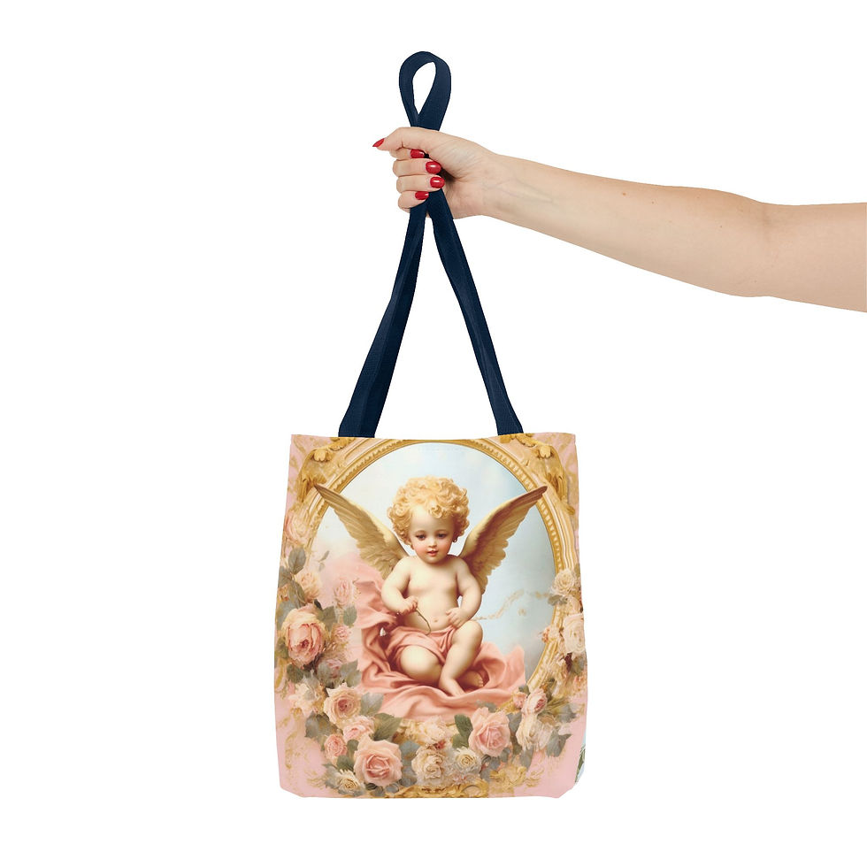 Thumbnail: Angelic Cherub Tote Bag Shabby Victorian Pink Roses Angel Lover Artistic Gifts