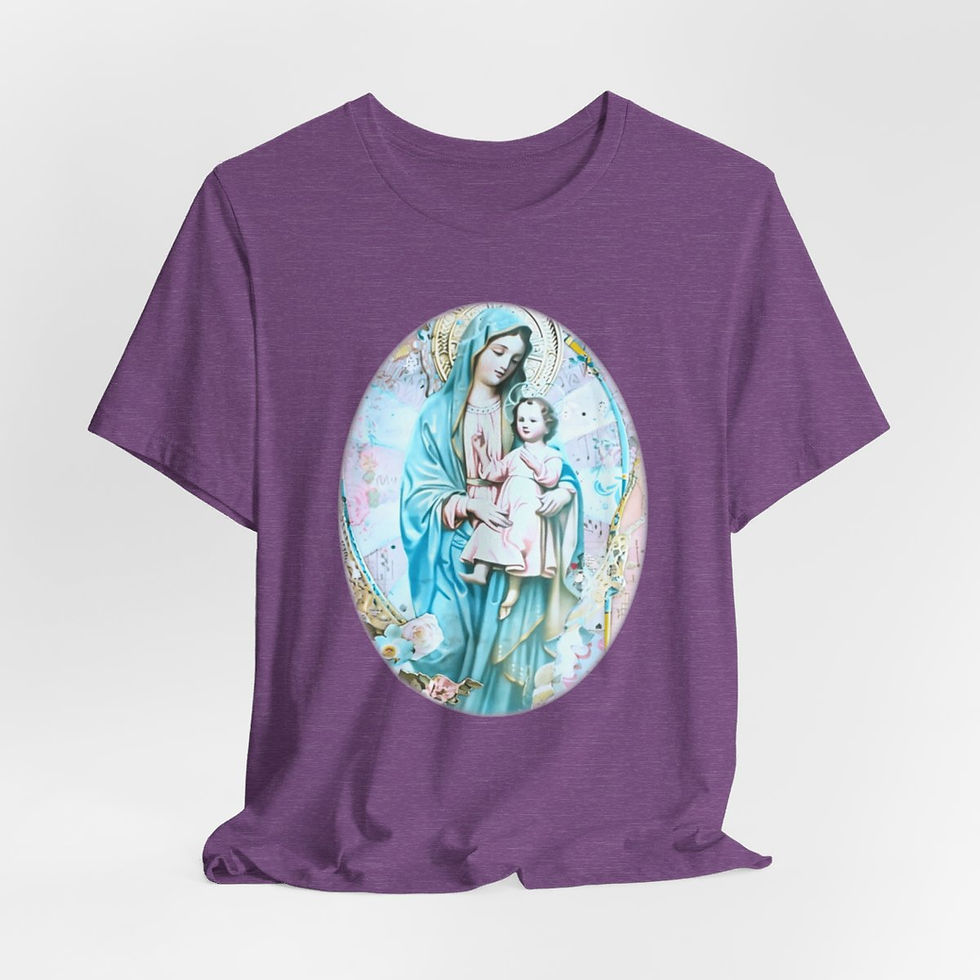 Thumbnail: Vintage Madonna & Child T-Shirt Shabby Virgin Mary Apparel Art Tee Catholic Gift