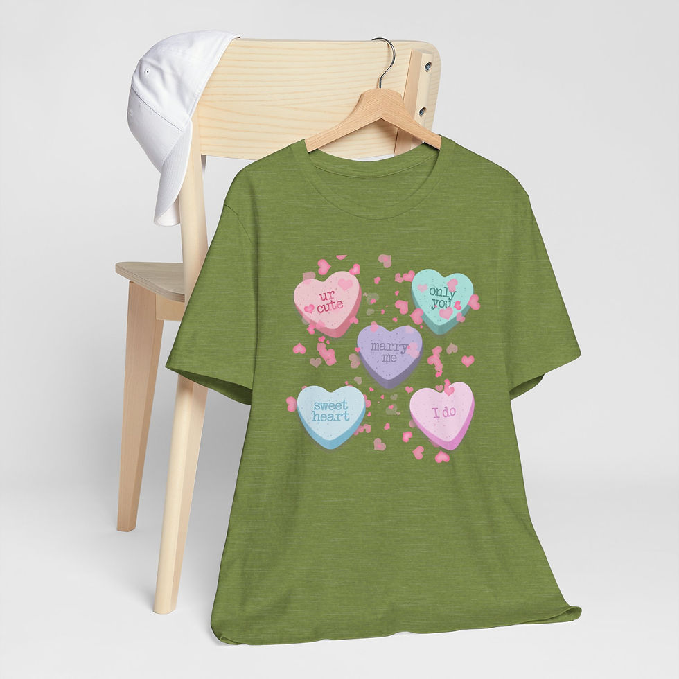 Thumbnail: Retro Valentine's Day T-Shirt Pastel Candy Hearts Artistic Gift Shabby Love Tee