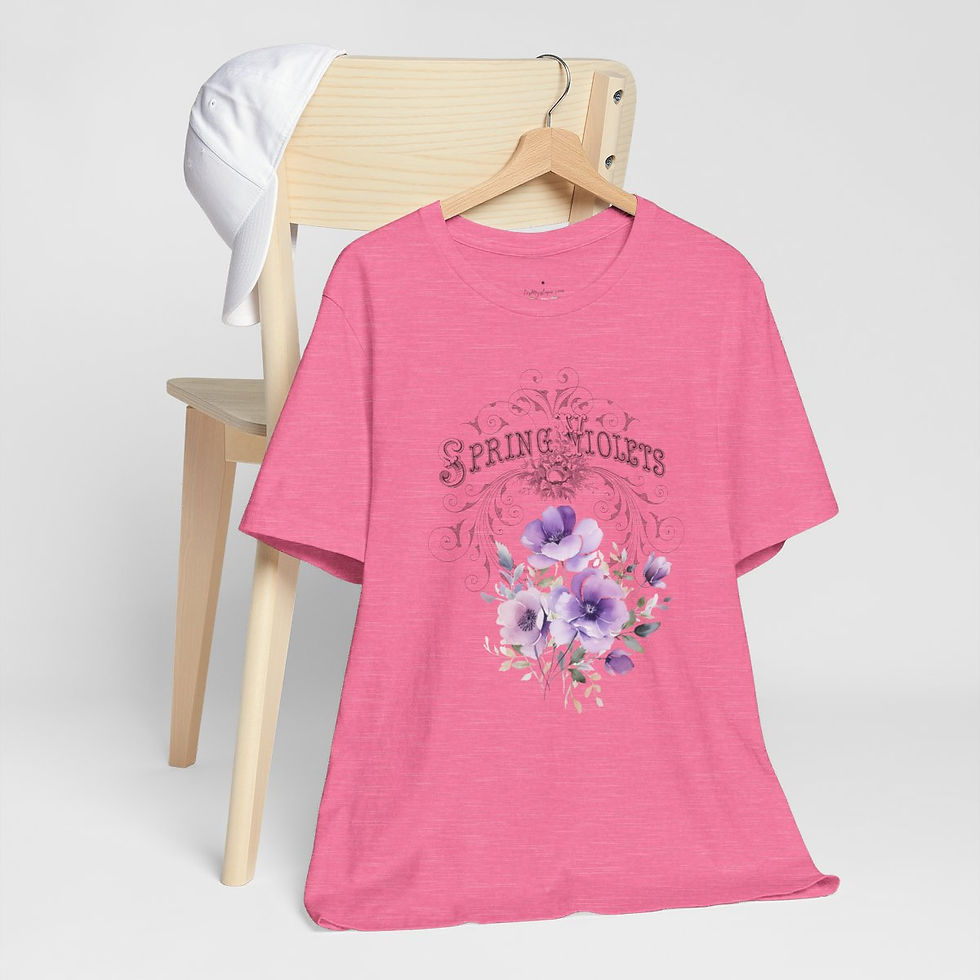 Thumbnail: Summer T-Shirt Spring Violets Art Tee Trendy Apparel Artistic Gifts