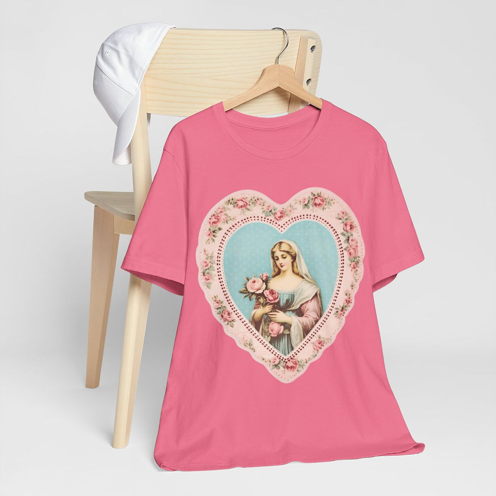 Thumbnail: Shabby Virgin Mary T-Shirt Religious Faith Pastel Art Tee Vintage Catholic Gifts