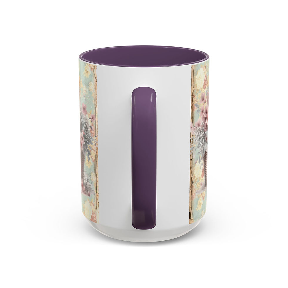 Thumbnail: Shabby Cat Lover Coffee Mug Sleeping Kitten Pink Flowers Chic Artistic Gift 