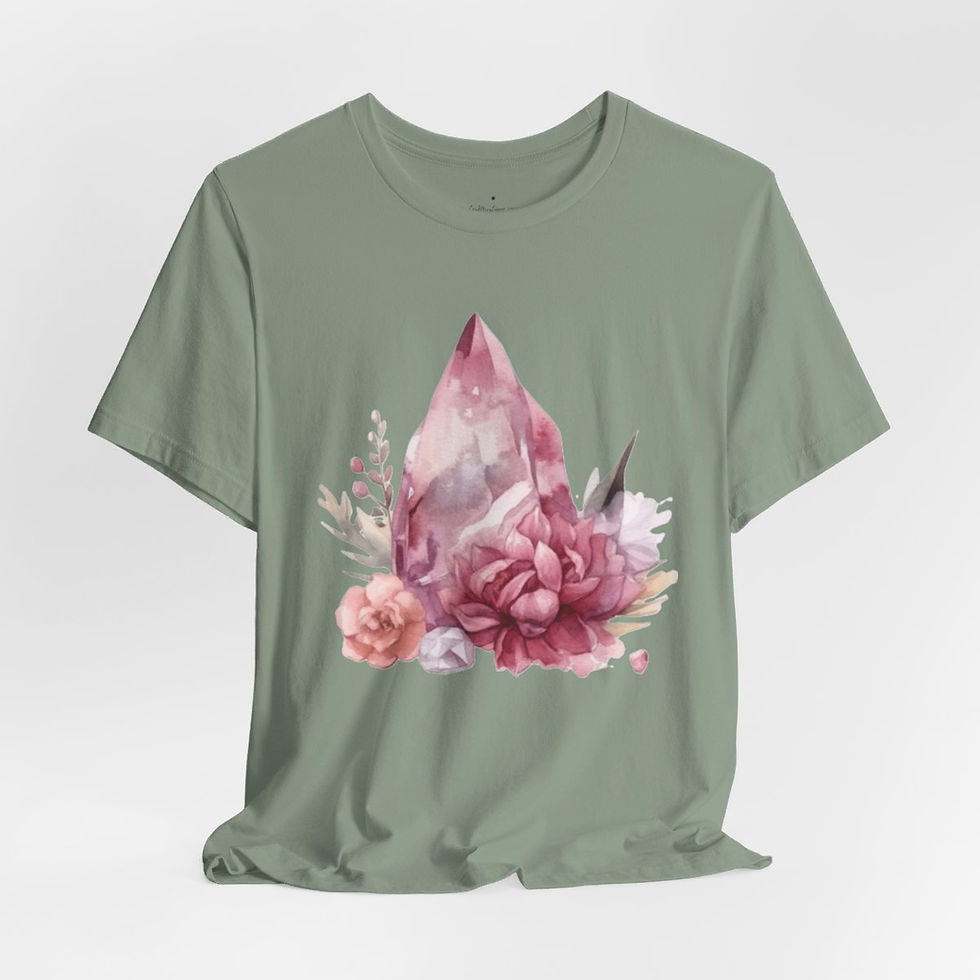 Thumbnail: Rose Quartz T-Shirt Crystals & Flowers Mystical New Age Apparel Artistic gift